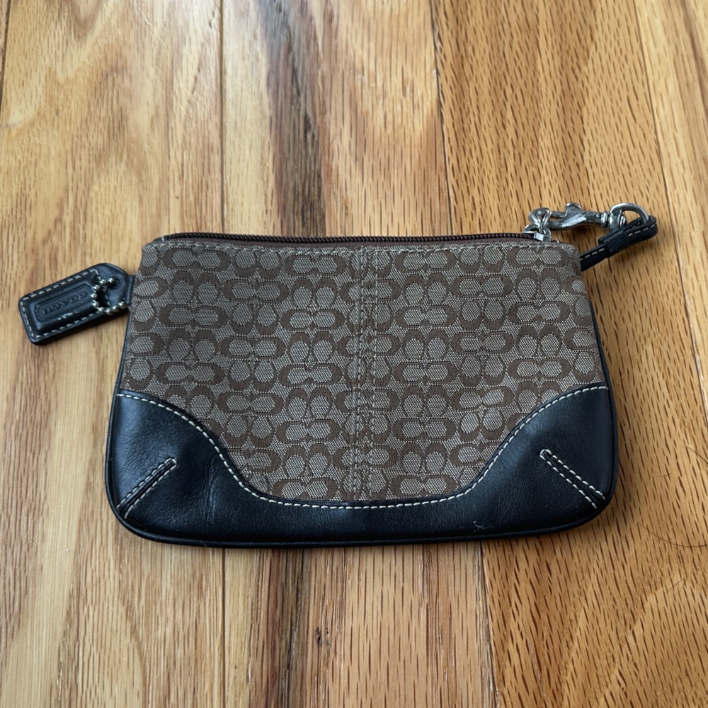 Coach Signature Brown and Black Wristlet